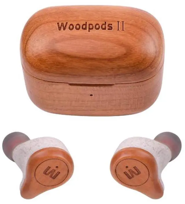 Main image of True Wireless Earbuds TWS - Real Wood Crafted Case and Finishment, USB-C Charging Case, Long Lasting Battery, Built-in Mic, Confortable, Touch Controls, for iPhone, Android, PC, (Cherry)