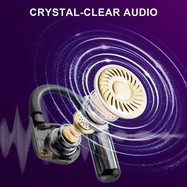 Alt view image 4 of 5 - Becklos Open Ear Headphones, Wireless Ear Buds with Earhooks, IPX7 Waterproof, Touch Control Earphones, Sport Headsets, Bluetooth 5.4 Headsets for Workout Running