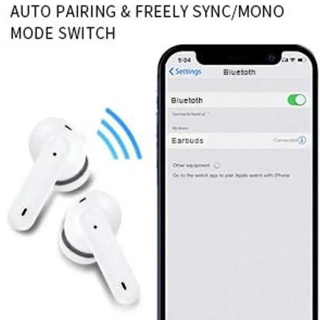 Alt view image 3 of 5 - Azoss Wireless Earbuds with Active Noise Cancellation, Bluetooth 5.3, 48H Playtime, Clip-On Design, White - Waterproof, Mic for Hands-Free Calls for iPhone, Android, Pad, Sports, Workout