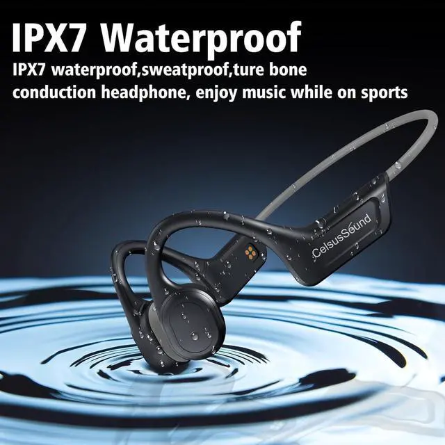 Alt view image 3 of 5 - Bone Conduction Headphones,Upgraded IPX7 Waterproof Bluetooth Bone Headphones,Open Ear Headphones Bluetooth 5.3 with Mic,10H Playtime for Running,Cycling,Hiking,Gym,Workout. (Grey)