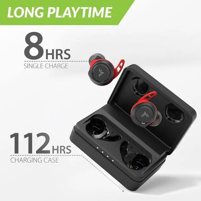 Alt view image 2 of 5 - Avantree SweatProof Wireless Earbuds with Ear Fins for Secure Fit, Best for Running Sport Workout Exercise, Great Sound with aptX, IPX7, Bluetooth 5.0 Earphones w/ 120Hrs Long Battery Life - TW106