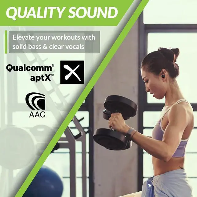 Alt view image 5 of 5 - Avantree SweatProof Wireless Earbuds with Ear Fins for Secure Fit, Best for Running Sport Workout Exercise, Great Sound with aptX, IPX7, Bluetooth 5.0 Earphones w/ 120Hrs Long Battery Life - TW106