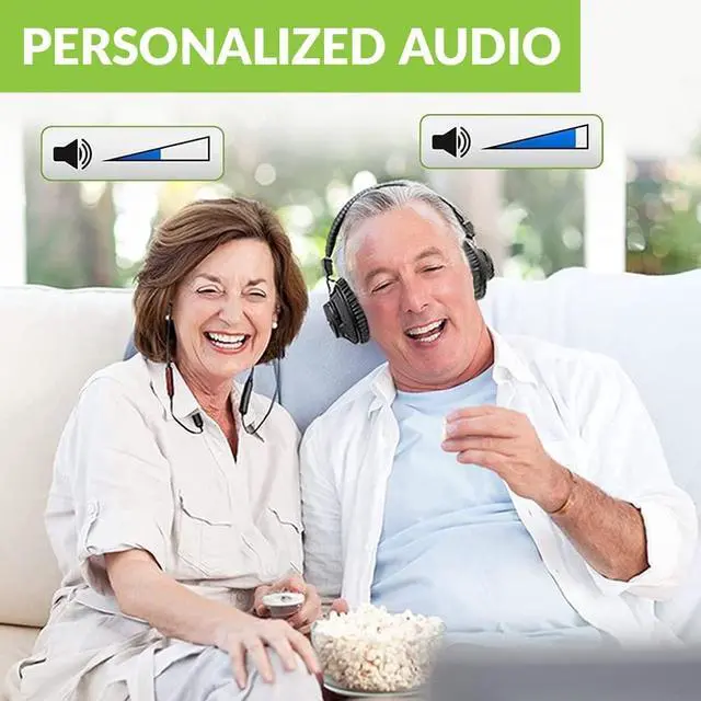 Alt view image 2 of 5 - Avantree D4169 Dual Wireless Headphones & Earbuds Set for TV Watching with Bluetooth Transmitter, Personalized Volume Control, Plug-n-Play, No Audio Delay