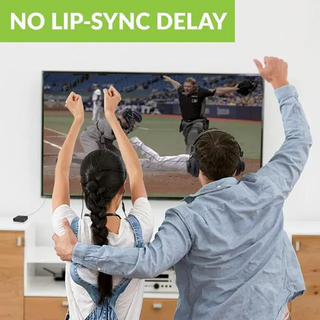 Alt view image 3 of 5 - Avantree D4169 Dual Wireless Headphones & Earbuds Set for TV Watching with Bluetooth Transmitter, Personalized Volume Control, Plug-n-Play, No Audio Delay