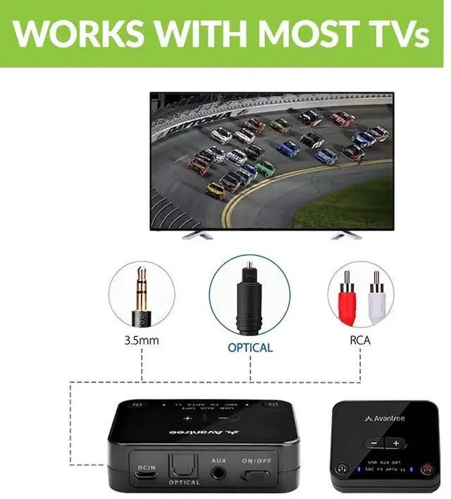 Alt view image 5 of 5 - Avantree D4169 Dual Wireless Headphones & Earbuds Set for TV Watching with Bluetooth Transmitter, Personalized Volume Control, Plug-n-Play, No Audio Delay