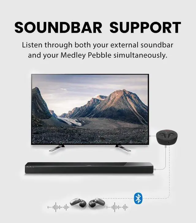 Alt view image 5 of 5 - Avantree Medley Pebble - Wireless Earbuds for TV Listening, Clear Voice Open Ear Bluetooth 5.3 Headphones for Seniors & Hard of Hearing, with Transmitter and Charging Dock, 10hrs Play Time