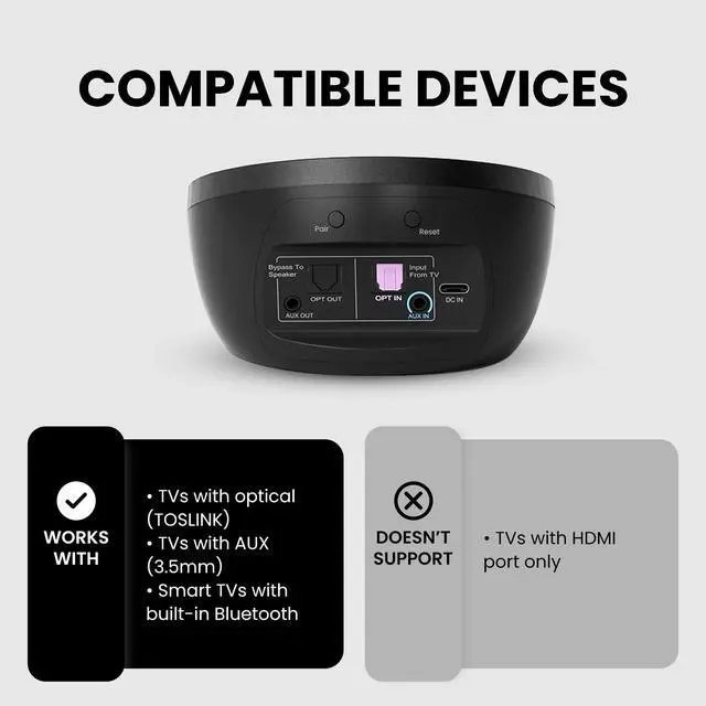 Alt view image 3 of 5 - Avantree Medley Pebble - Wireless Earbuds for TV Listening, Clear Voice Open Ear Bluetooth 5.3 Headphones for Seniors & Hard of Hearing, with Transmitter and Charging Dock, 10hrs Play Time