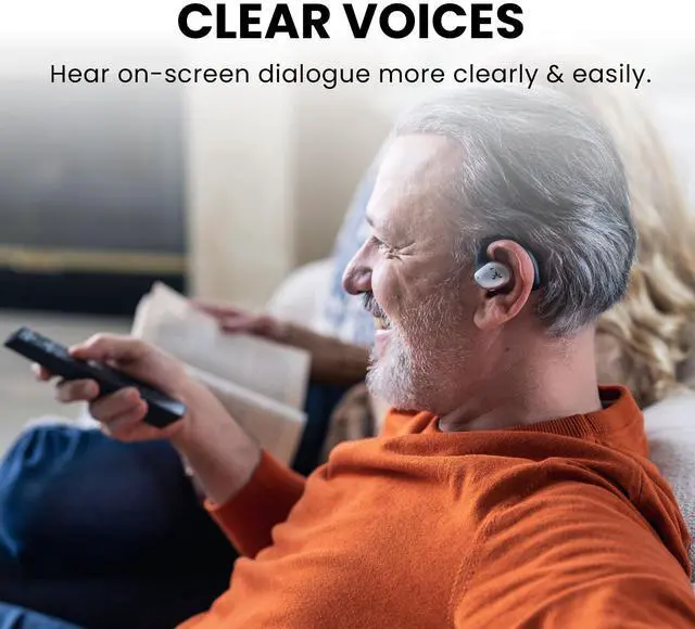 Alt view image 4 of 5 - Avantree Medley Pebble - Wireless Earbuds for TV Listening, Clear Voice Open Ear Bluetooth 5.3 Headphones for Seniors & Hard of Hearing, with Transmitter and Charging Dock, 10hrs Play Time
