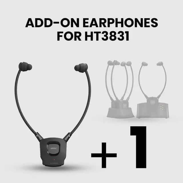 Alt view image 2 of 5 - Avantree HT3831-RX - Add-On 2.4G RF Wireless Earphones for HT3831 / HT381, Scalable to 100 (No Charging Dock Included, Single Earphone Only) - Compatible with Batch T23J1 and Later
