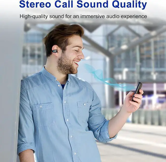 Alt view image 5 of 5 - Wireless Bluetooth 5.3 Open Ear Bone Conduction Headphones, 60 Hrs Battery, 4 Mics, LED Display, IPX7 Waterproof,Clip On Earbuds Charging Case Sports Earphones for Running, Walking, Workout(Black)