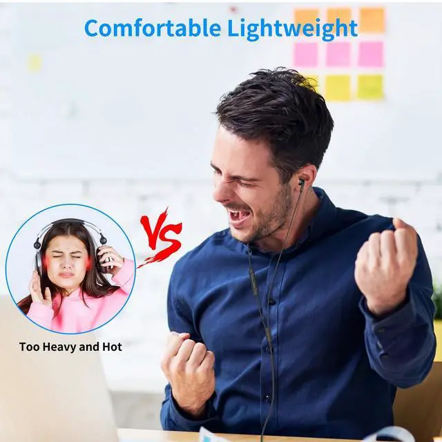 Alt view image 2 of 5 - USB Headsetwith Microphone for PC Computer Headset USB A Earphone in-Ear Noise Cancel Wired Earbuds for HP for Chromebook Notebook for Teams for Zoom Office School