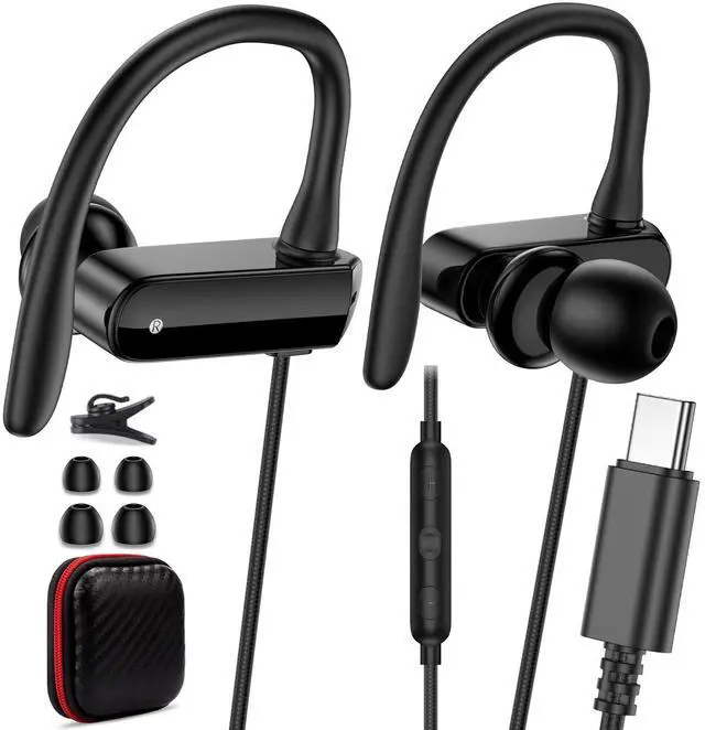 Alt view image 2 of 5 - Wired Over Ear Earbuds USB c Headphones Wired for iPhone 16 15 Type C Wired Headphones ith Microphone Volume Control Sport Wired Earbuds for Samsung Galaxy S25+ S25 S24 Ultra