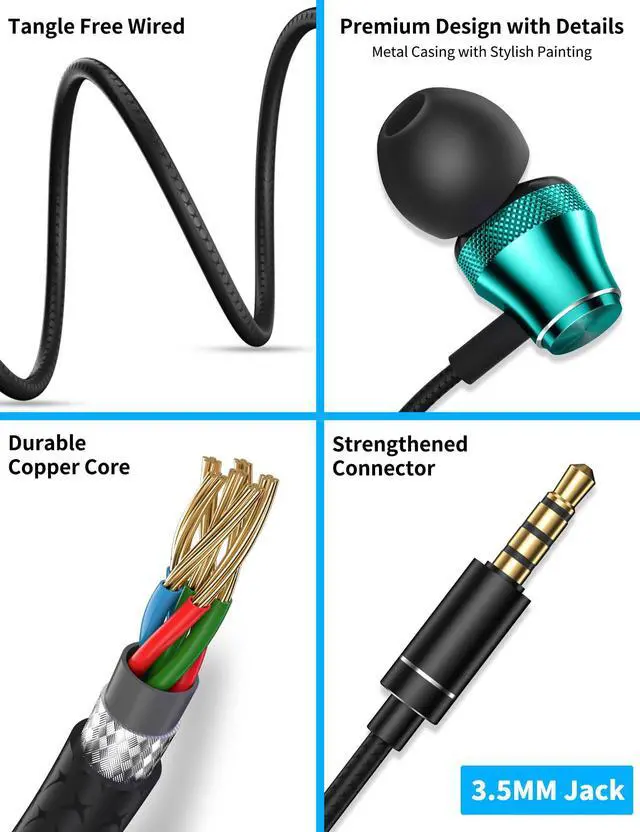 Alt view image 5 of 5 - AFGHOA Wired Earbuds with Microphone for Chromebook Laptop PC,3.5mm in Ear Headphones and 3 Pack USB-C to 3.5 mm Headphone Jack Adapter