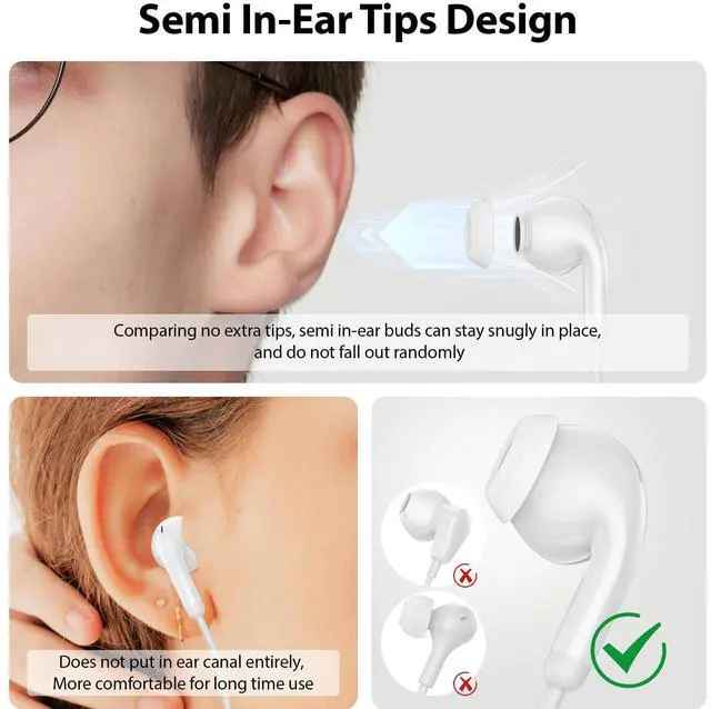Alt view image 2 of 5 - AFGHOA USB C Wired Earbuds and 3 Pack USB C to 3.5 mm Headphone Adapter