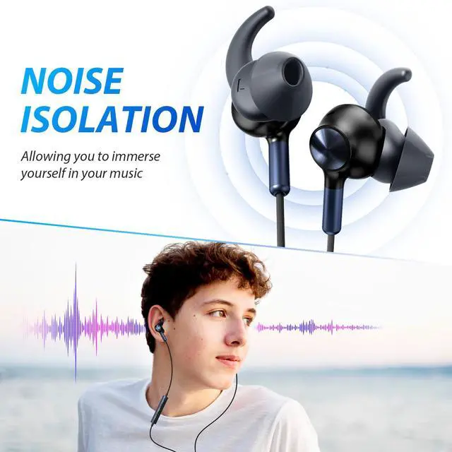 Alt view image 3 of 5 - AFGHOA USB C Headset Wired Earbuds with Microphone and USB-C to 3.5 mm Headphone Jack Adapter