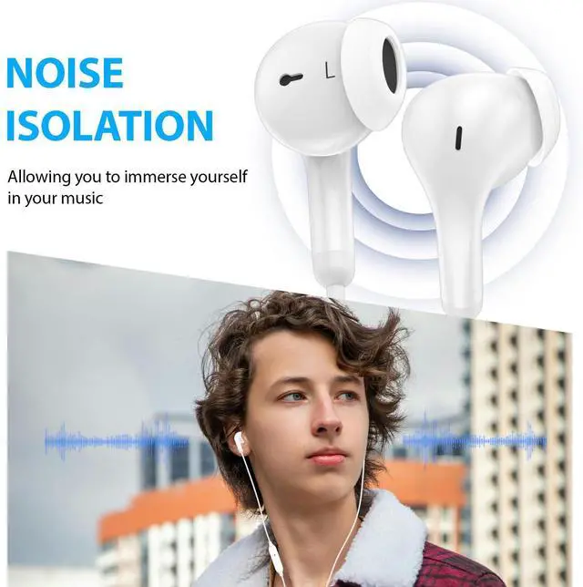 Alt view image 5 of 5 - AFGHOA 3.5mm Jack Wired Earbuds and 3 Pack USB C to 3.5 mm Audio Headphone Adapter