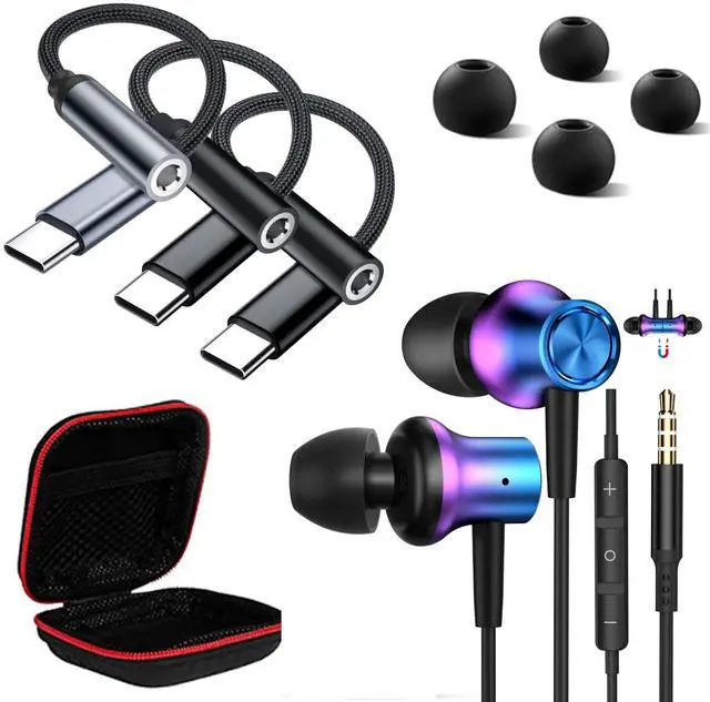 Main image of AFGHOA 3 Pack USB C to 3.5mm Audio Adapter and 3.5mm Jack Earbuds