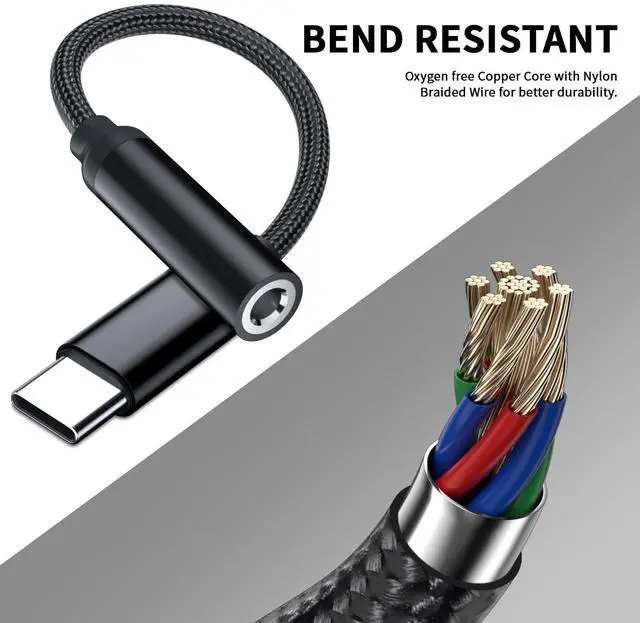 Alt view image 5 of 5 - AFGHOA 3 Pack USB C to 3.5mm Audio Adapter and 3.5mm Jack Earbuds