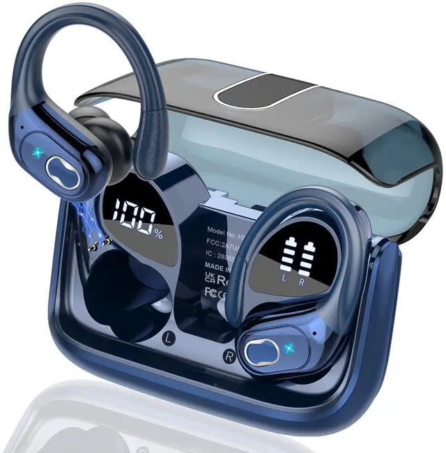 Main image of Aptkdoe Wireless Earbuds 75hrs Bluetooth 5.4 Headphone Sport, 2025 Bluetooth Earbuds Stereo Deep Bass Over Ear Bud with Earhooks, ENC Noise Cancelling Mic, IPX7 Waterproof Earphone, Royal Blue