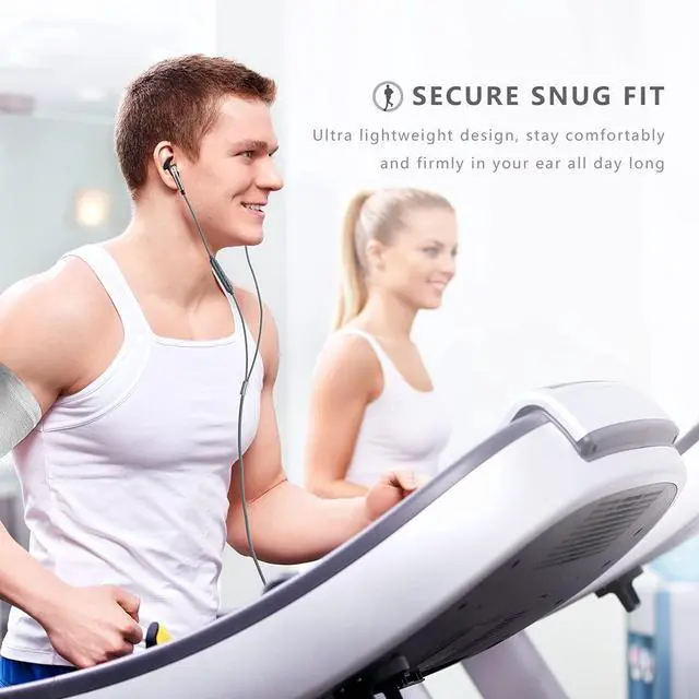 Alt view image 2 of 5 - ANFLOWE Wired USB C Headphones for Sports Running, Half in-Ear Earbuds with Microphone, Secure Fit, Tangle-Free Braided Cord, Pure Sound, Type C Earphones with Mic for Workouts, Gym, Jogging - Silver