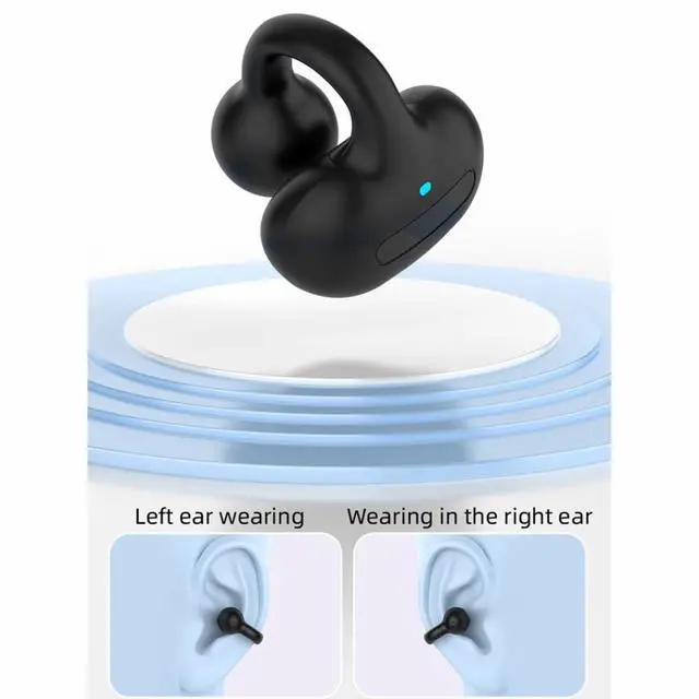 Alt view image 2 of 5 - Bluetooth Ear Clip Wireless Earbud Open Ear Headphone - Bone Conducting Induction Earphone for Workout, Cycling, Running (Black)