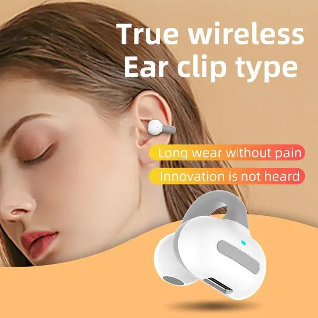 Alt view image 3 of 5 - Bluetooth Ear Clip Wireless Earbud Open Ear Headphone - Bone Conducting Induction Earphone for Workout, Cycling, Running (Black)