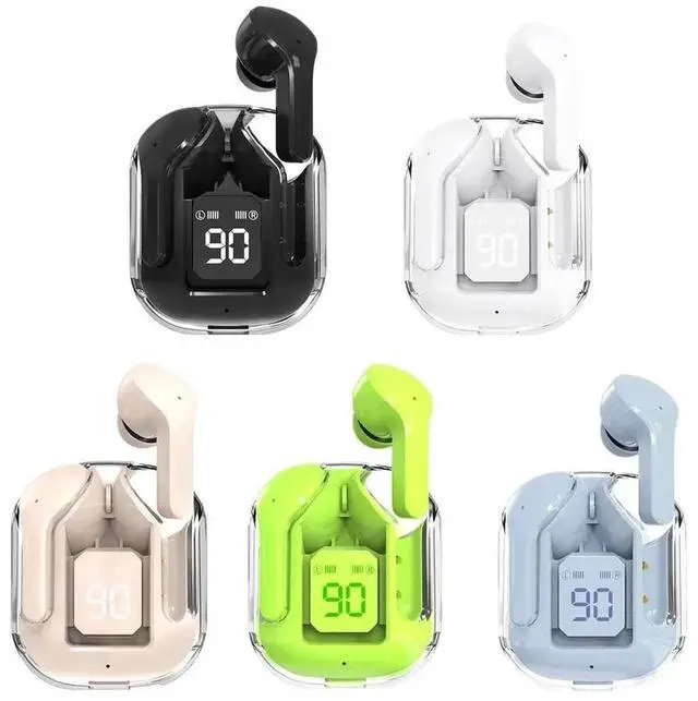 Alt view image 3 of 5 - 2049 Wireless Bluetooth Earbuds with Transparent Charging Case Digital Display with Long Battery Life (Blue)