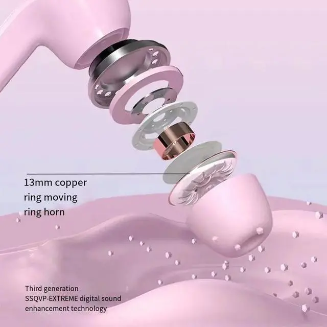 Alt view image 4 of 5 - 2049 Wireless Bluetooth Earbuds with Transparent Charging Case Digital Display with Long Battery Life (Blue)