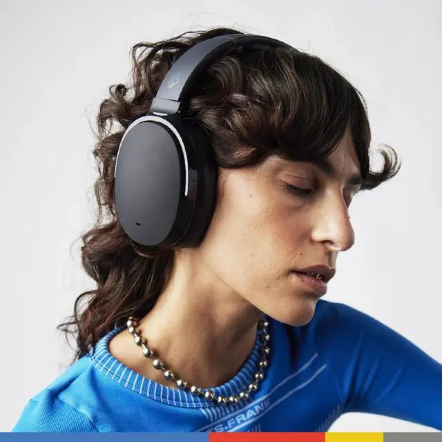 Alt view image 5 of 5 - Skullcandy Hesh ANC Wireless Over-Ear Bluetooth Headphones with Charging Cable, Active Noise Cancelling, Up to 22 Hrs Battery, Foldable Lightweight Design, Microphone for iPhone Android - True Black