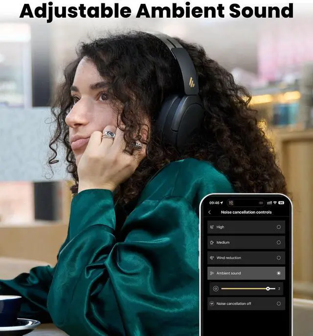 Alt view image 3 of 5 - Edifier W80 Over Ear Headphones with -49dB Active Noise Cancelling, LDAC AAC Hi-Res Wired & Wireless, AI Clear Call, Fast Charging, Multipoint Connection, Bluetooth V5.4 - Black