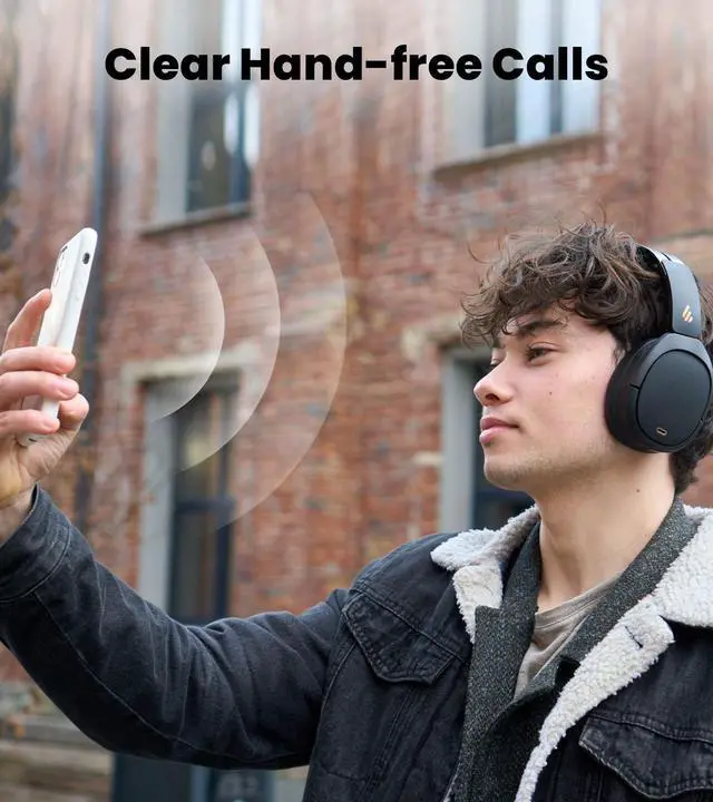 Alt view image 4 of 5 - Edifier W80 Over Ear Headphones with -49dB Active Noise Cancelling, LDAC AAC Hi-Res Wired & Wireless, AI Clear Call, Fast Charging, Multipoint Connection, Bluetooth V5.4 - Black