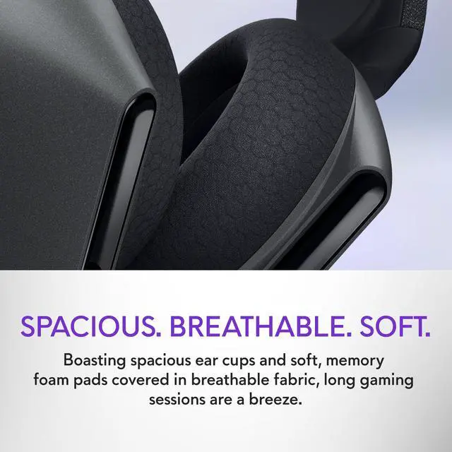 Alt view image 3 of 5 - Alienware Tri-Mode Wireless Gaming Headset AW725H - Wired/Wireless, Bluetooth 5.3, Audio Output - 20 Hz, Mini-Phone (3.5mm), Battery Talk Time Up to 55 Hrs (Bluetooth), Dark Side of The Moon