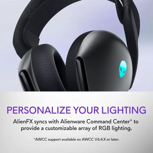 Alt view image 5 of 5 - Alienware Tri-Mode Wireless Gaming Headset AW725H - Wired/Wireless, Bluetooth 5.3, Audio Output - 20 Hz, Mini-Phone (3.5mm), Battery Talk Time Up to 55 Hrs (Bluetooth), Dark Side of The Moon