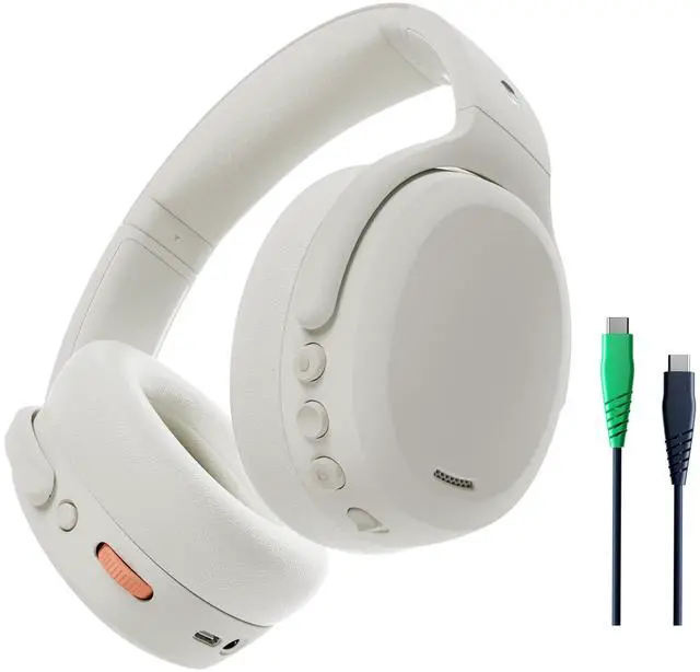 Main image of Skullcandy Crusher ANC 2 Wireless Over-Ear Bluetooth Headphones with Multi-Sensory Bass and Charging Cable, Active Noise Cancelling, Up to 60 Hours Battery, Microphone for iPhone Android - Bone