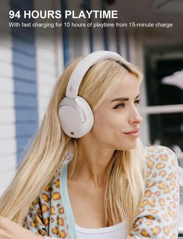 Alt view image 4 of 5 - Edifier W830NB -45dB ANC Wireless Over Ear Headphones with Bluetooth 5.4, 94H Playtime, AAC & LDAC Codec, Hi-Res, Spatial Audio, Fast Charging, Multipoint Connection, 267g Comfortable Fit, White