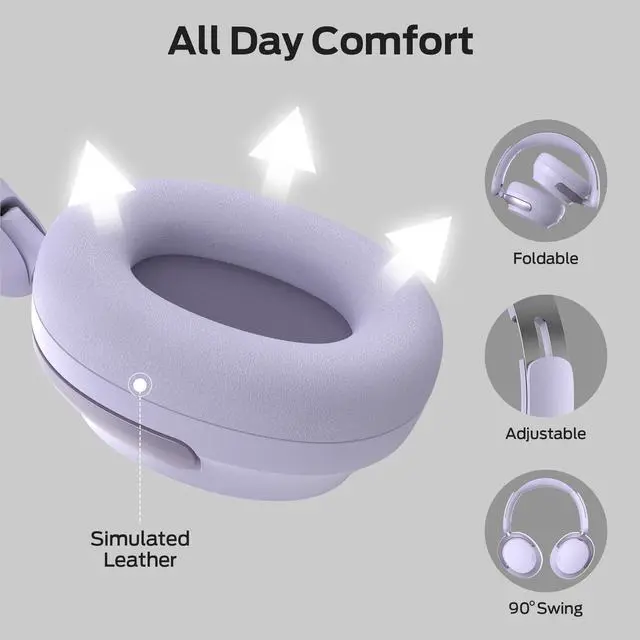 Alt view image 4 of 5 - Monster Persona 3rd ANC Active Noise Canceling Headphones, Over-Ear Wireless Bluetooth Headphones with 6 Mics, 70H Playtime and 3 EQ Modes, Deep Bass, Foldable Comfort Design for Travel, Purple