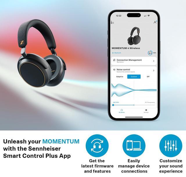 Alt view image 3 of 5 - Sennheiser Momentum 4 Wireless Headphones, Bluetooth for Crystal-Clear Calls w/Adaptive Noise Cancellation, 60h Battery Life, Customizable Sound & Lightweight Folding Design, Pride Edition