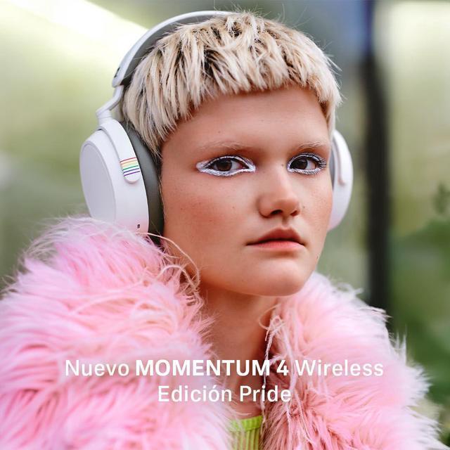Alt view image 2 of 5 - Sennheiser Momentum 4 Wireless Headphones, Bluetooth for Crystal-Clear Calls w/Adaptive Noise Cancellation, 60h Battery Life, Customizable Sound & Lightweight Folding Design, Pride Edition