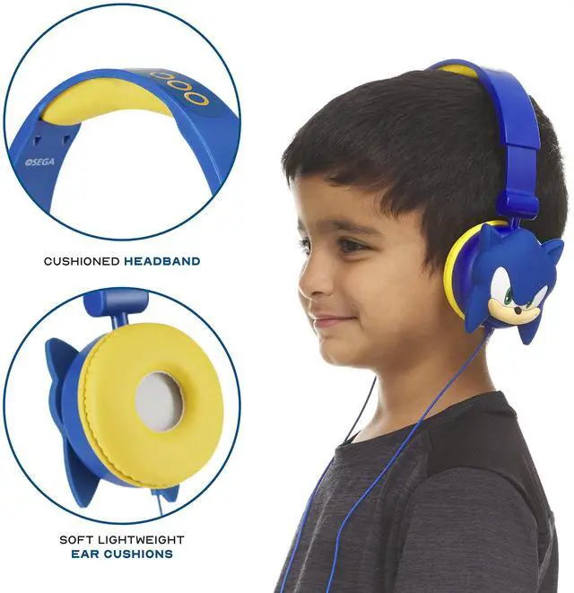 Alt view image 3 of 5 - Sonic The Hedgehog Over-Ear Headphones for Kids - Adjustable Headband, Stereo Sound, Tangle-Free Cable, Volume Control, and 3.5mm Jack - Perfect for School, Home, and Travel