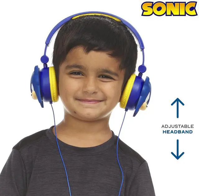 Alt view image 5 of 5 - Sonic The Hedgehog Over-Ear Headphones for Kids - Adjustable Headband, Stereo Sound, Tangle-Free Cable, Volume Control, and 3.5mm Jack - Perfect for School, Home, and Travel