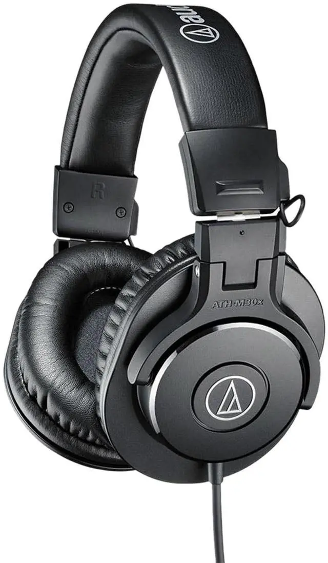 Alt view image 2 of 5 - Audio-Technica ATH-M30x Professional Monitor Headphones - Black Bundle with Case, Stand, Pouch, and Austin Bazaar Polishing Cloth