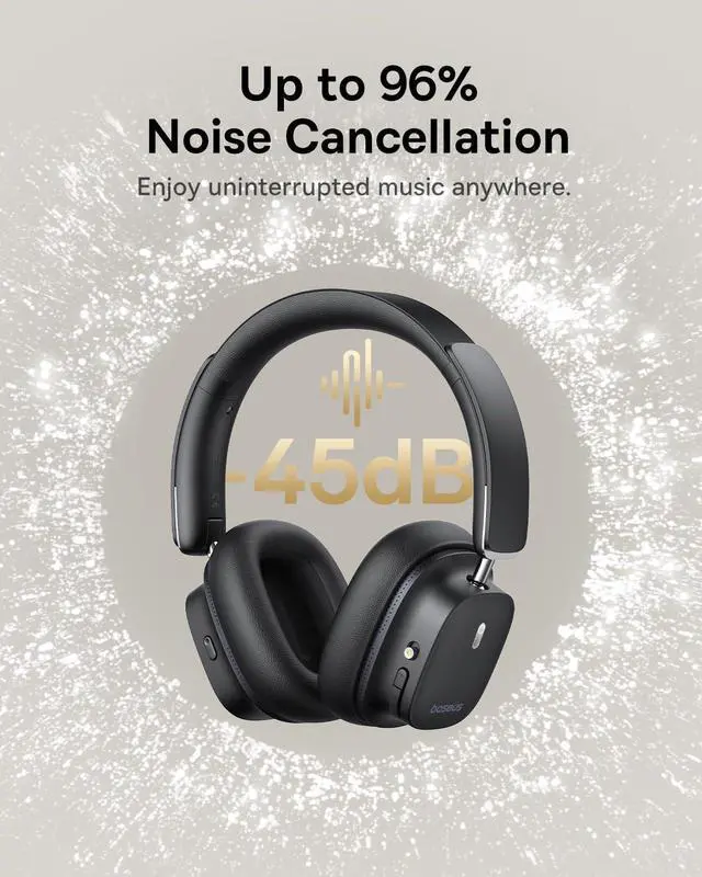 Alt view image 4 of 5 - Baseus Bowie 30 Max Active Noise Cancelling Headphones, Head Tracking Spatial Audio, LDAC Hi-Res Wireless Sound, 65H Playtime, Comfort Fit, Clear Calls, App Control, Bluetooth 5.4 Headphones Over Ear