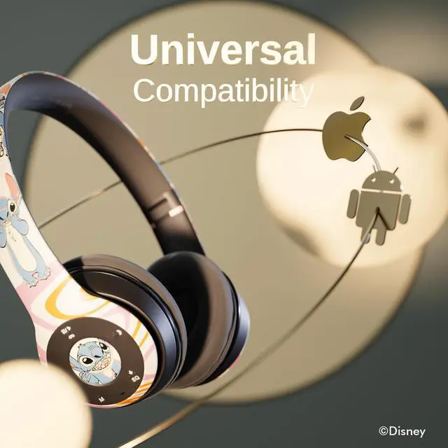 Alt view image 4 of 5 - Disney Stitch Fun Waves Bluetooth Over-Ear Headphones, Wireless Foldable Headset with Built-in Microphone - Stitch Fun Waves Design, for Adults and Kids, Comfortable Auriculares