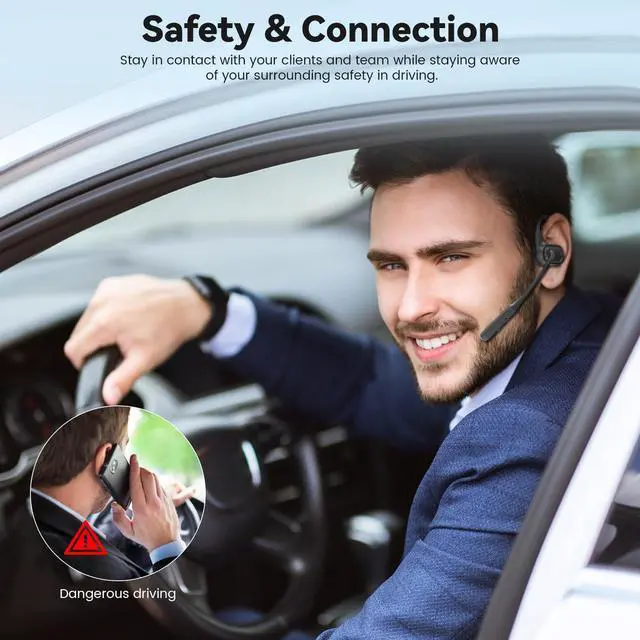 Alt view image 4 of 5 - MONODEAL Open Ear Headphones with Mic, Lightweight Bluetooth 5.4 Headset with Microphone Noise Cancelling Mute Button, Wireless Headset Earphones for Work, Driving, Home Office, Workouts