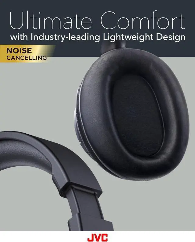 Alt view image 4 of 5 - JVC Over Ear Wireless Active Noise Cancelling Headphones - Bluetooth 5.3 - Ambient Mode, 3 Audio Modes, Soft Comfort Pads, 35 Hr Battery, Foldable & Lightweight - Mic- Travel & All-Day Wear - HA-S75N