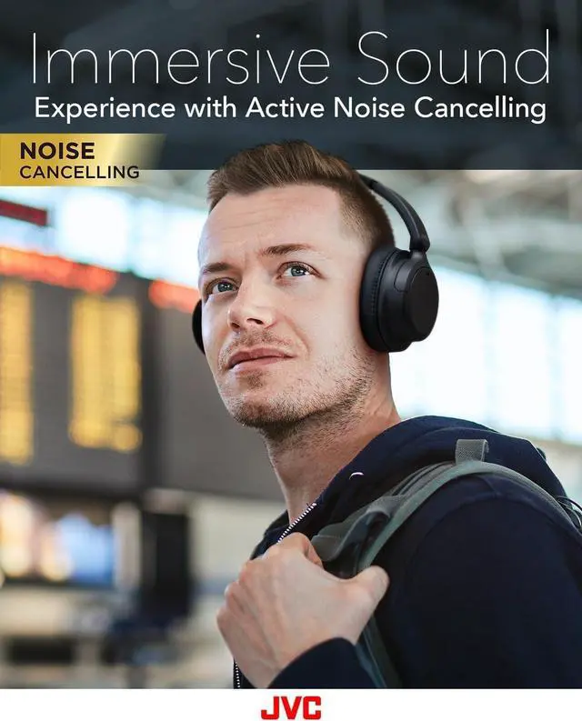 Alt view image 3 of 5 - JVC Over Ear Wireless Active Noise Cancelling Headphones - Bluetooth 5.3 - Ambient Mode, 3 Audio Modes, Soft Comfort Pads, 35 Hr Battery, Foldable & Lightweight - Mic- Travel & All-Day Wear - HA-S75N
