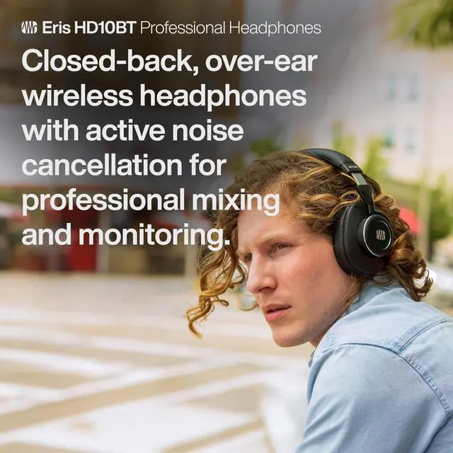 Alt view image 2 of 5 - PreSonus Eris HD10BT Professional Headphones with Active Noise Canceling and Bluetooth -- Closed-Back, Over-Ear Wireless ANC Studio Recording Headphones for Professional Mixing and Monitoring