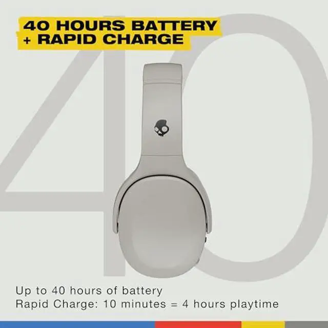 Alt view image 3 of 5 - Skullcandy Crusher 540 Active Wireless Bluetooth Headphones with Multi-Sensory Bass, Noise Isolating Over-Ear Fit, Sweat and Water Resistant, 40 Hours Battery, Microphone for iPhone Android - Concrete