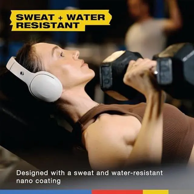 Alt view image 4 of 5 - Skullcandy Crusher 540 Active Wireless Bluetooth Headphones with Multi-Sensory Bass, Noise Isolating Over-Ear Fit, Sweat and Water Resistant, 40 Hours Battery, Microphone for iPhone Android - Concrete