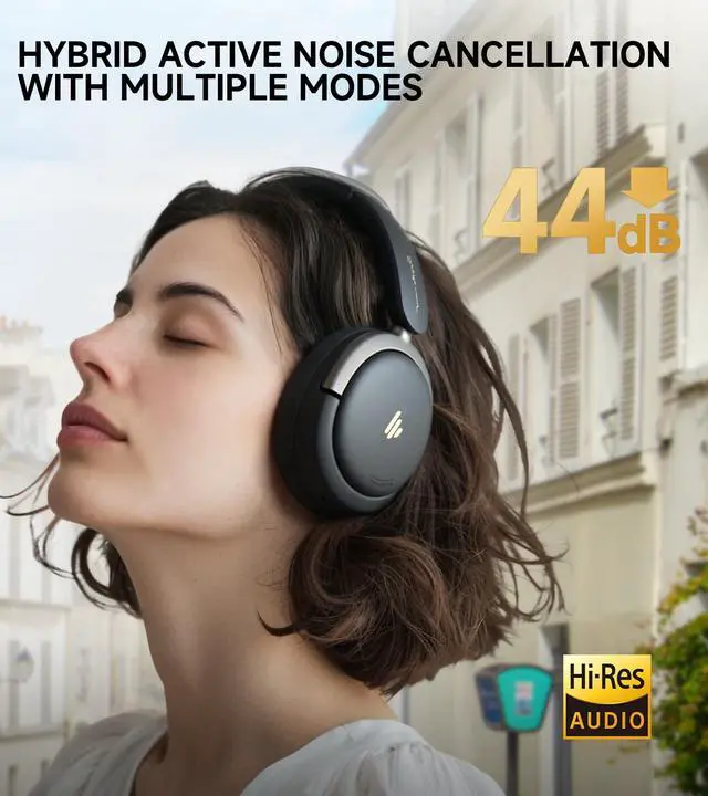Alt view image 2 of 5 - Atom Max - Hybrid Active Noise Cancelling Headphones, Hi-Res Audio, Wireless Over-Ear, Lightweight and Foldable, Comfortable earpads, 45H Playtime and Speed Charge, Customize via an App, Black
